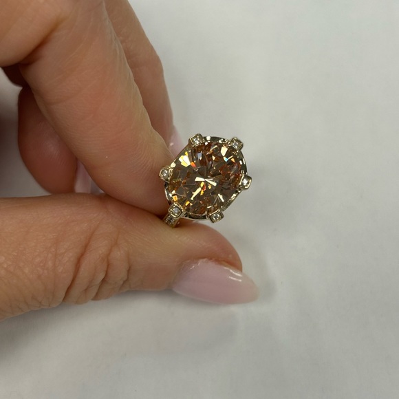 Suzy Levian Yellow Sterling Silver Orange & White CZ Rings NWT - Picture 2 of 7